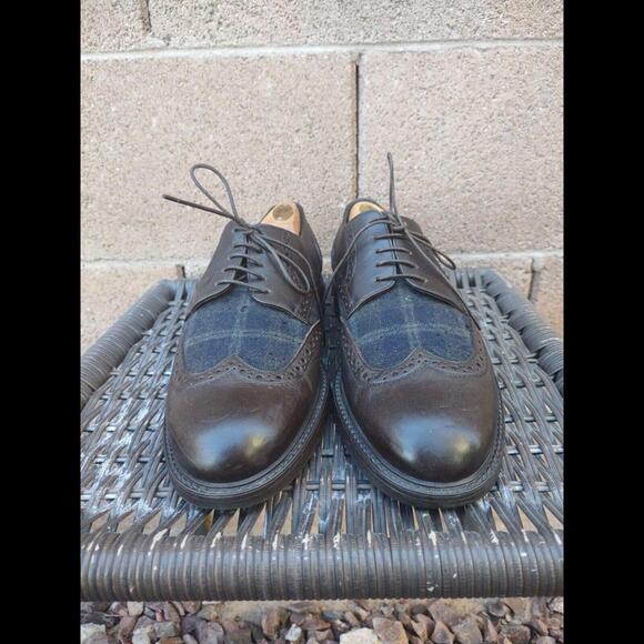 Ermenegildo Zegna Other - Ermenegildo Zegna Wingtip Oxford Shoes US 9 Brown Leather & Plaid Italy